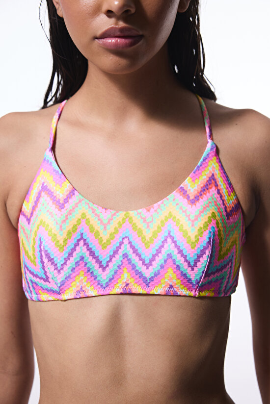 Zigzag Desenli Bikini Üstü - 3