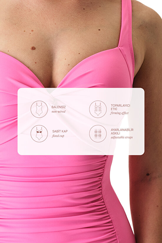 Light Pink Ruched Swimsuit - 5