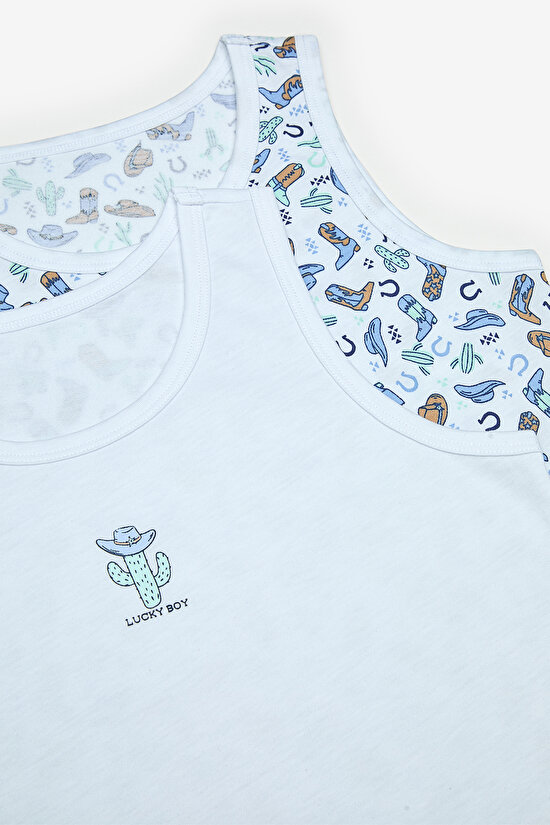 Erkek Çocuk Lucky Boy Optik Beyaz Pamuklu 2li Atlet Erkek Çocuk Lucky Boy Optik Beyaz Pamuklu 2li Atlet - 4