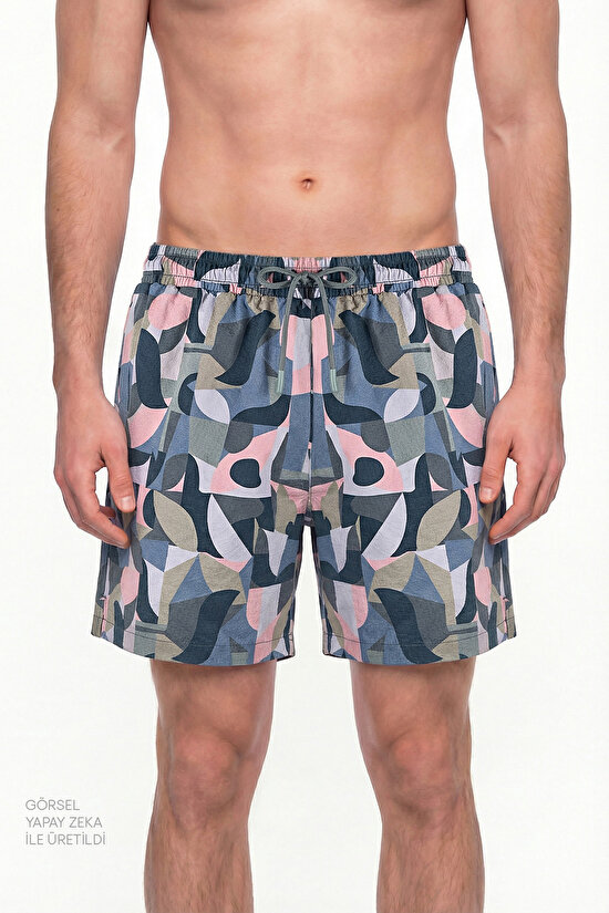 Man Multicolor Mindfulness Pattern Shorts - 1