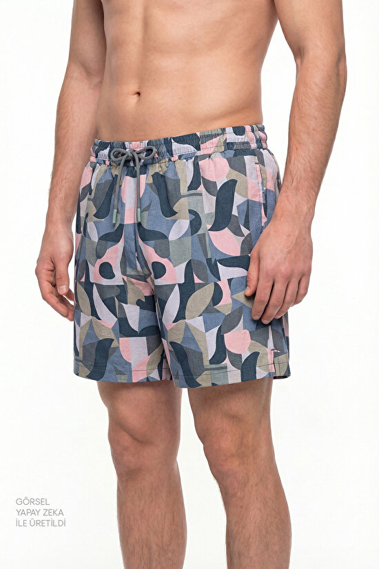 Man Multicolor Mindfulness Pattern Shorts - 3