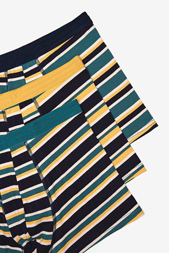 Erkek Pamuklu Mix Stripe 3lü Çok Renkli Boxer - 5