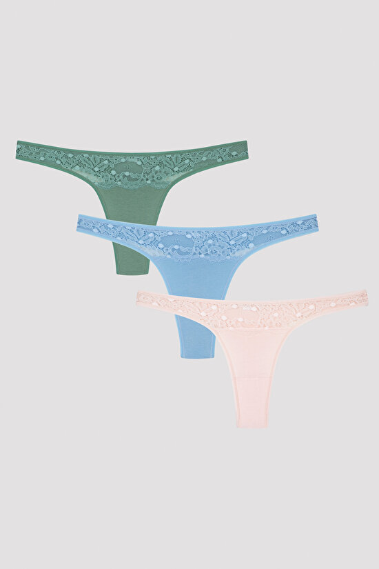 Waterfall Lace Detailed 3in1 Thong - 1