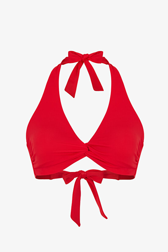 Kırmızı New Üçgen Twist Bikini Üstü - 5