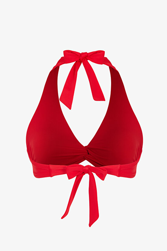 Kırmızı New Üçgen Twist Bikini Üstü - 6