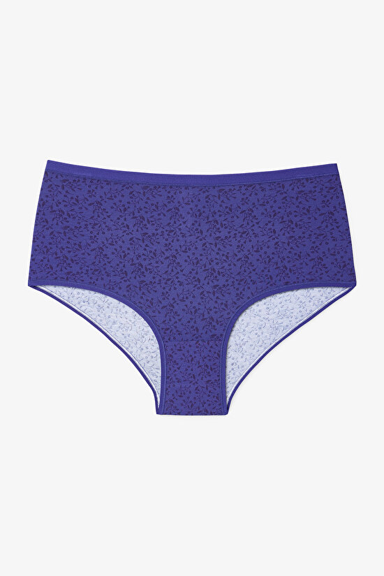 Crunchy Yaprak Desenli Yüksek Bel 3'lü Slip Külot - 3