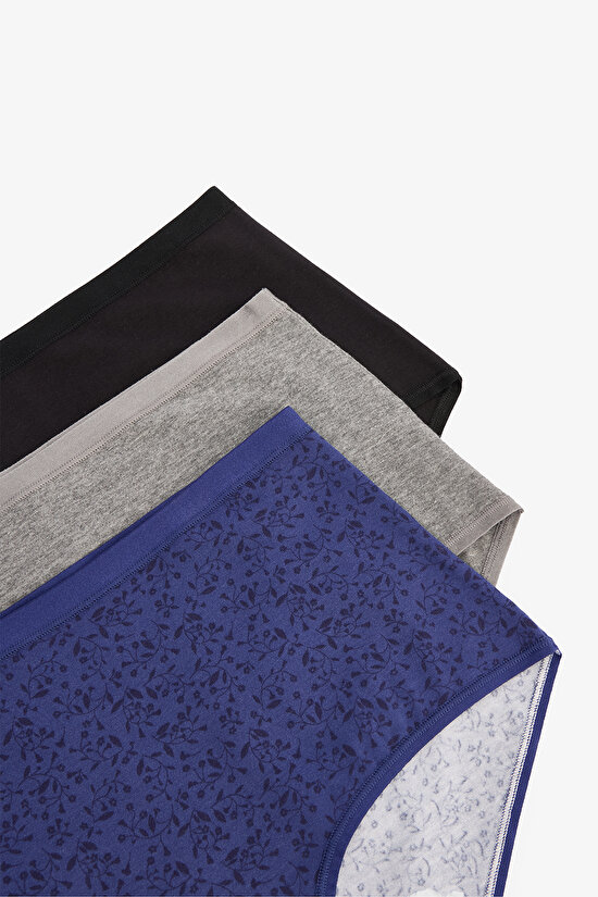 Crunchy Yaprak Desenli Yüksek Bel 3'lü Slip Külot - 5