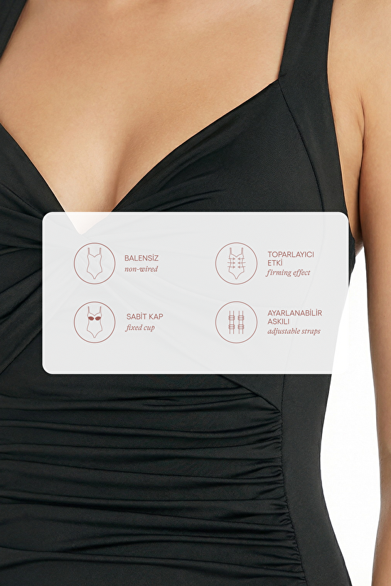 Siyah Büzgülü Mayo - 11