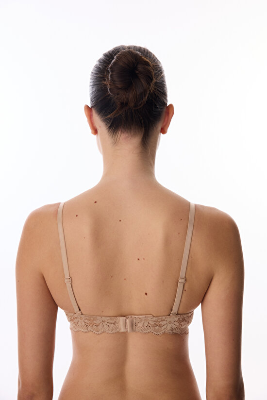 Bej Super Push Up Destekli Lace Dantel Sütyen - 5