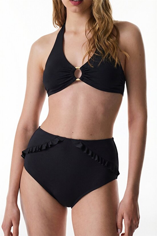 Siyah New High Ruffle Bikini Altı - 5