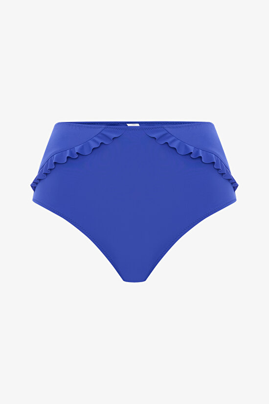 Koyu Mavi New High Ruffle Yüksek Bel Bikini Altı - 5