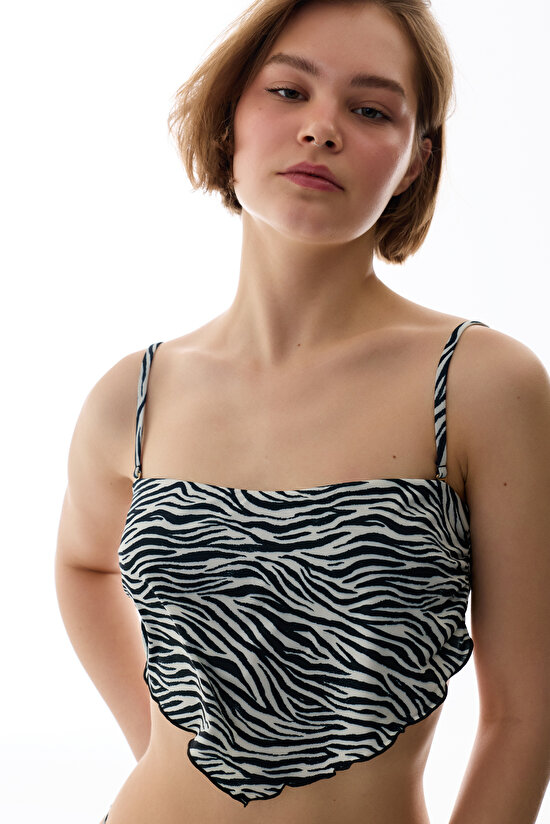 Wıld Zebra Scarf Bikini Top - 1
