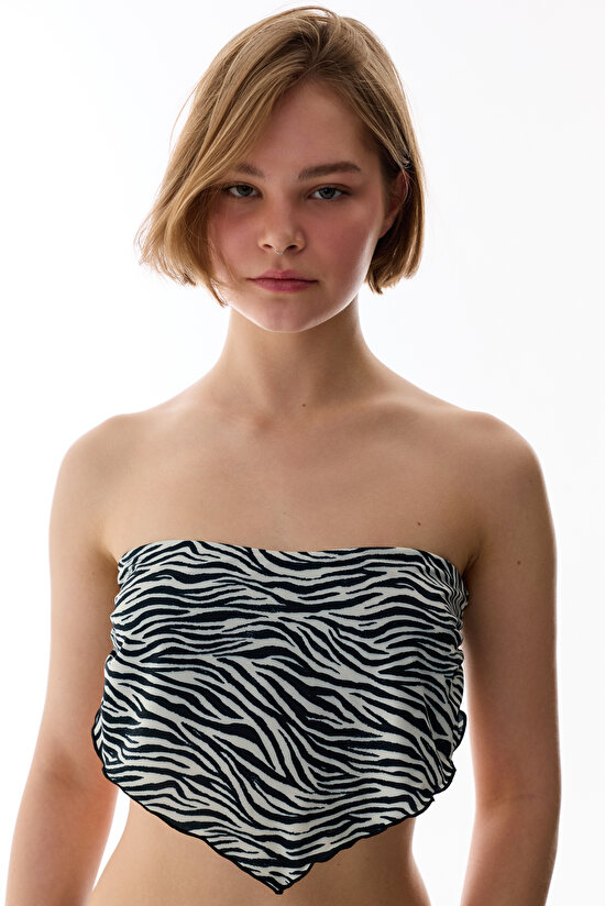 Wıld Zebra Scarf Bikini Top - 4