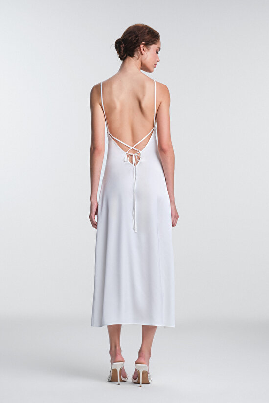 Off White Scarlett Lace V Neck Non-wired Long Nightgown Off White Scarlett Lace V Neck Non-wired Long Nightgown - 4