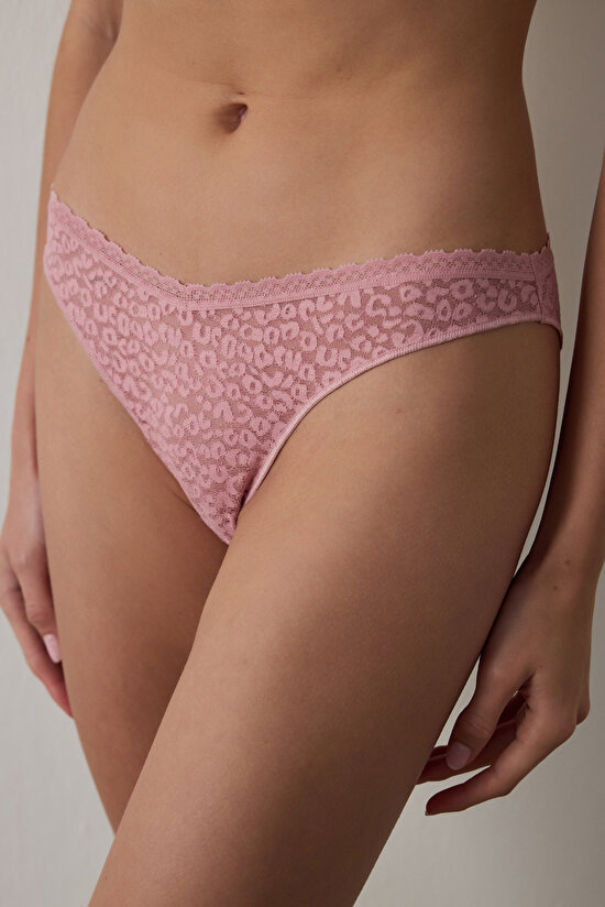 Lila Easy Lace Dantel V Model Slip Külot - 1