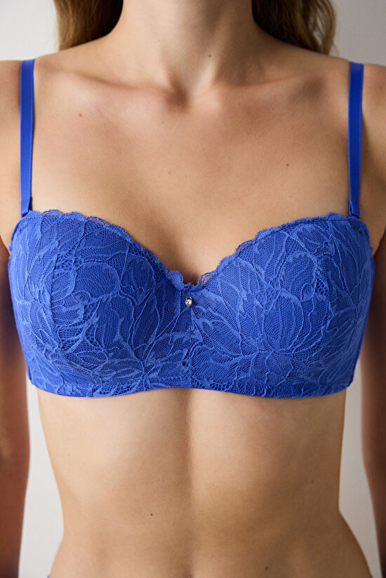 Lotus Lace Blue Bra - 3