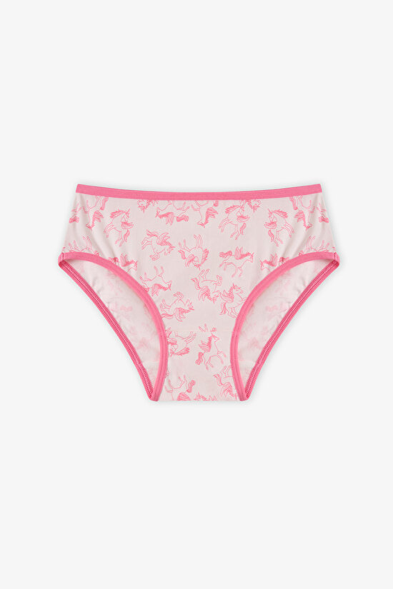Girls' Pink Flying Unicorn Patterned 5-Pack Slip - 3