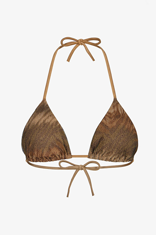 Renkli Destini Üçgen Bikini Üstü - 6