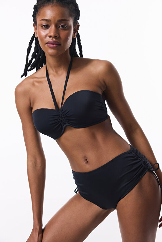 Siyah Pop Up Push Up Balenli Bikini Üstü - 4