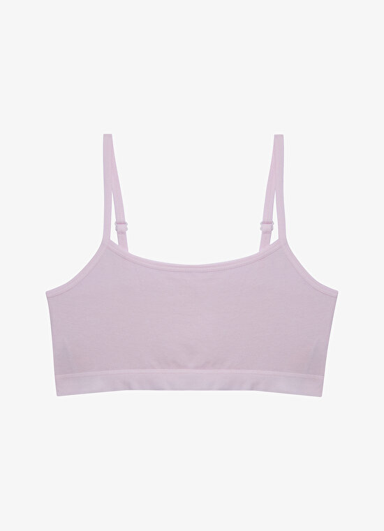 Kız Çocuk Ribbon Fiyonk Baskılı Pamuklu Halter Yaka 2'li Crop Büstiyer - 3