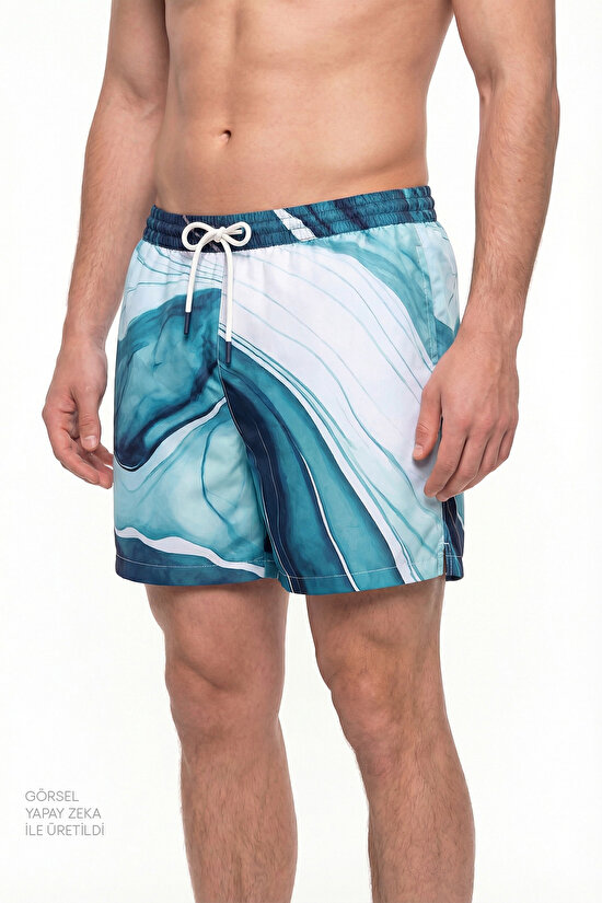 Man Multicolor Marble Shorts - 3