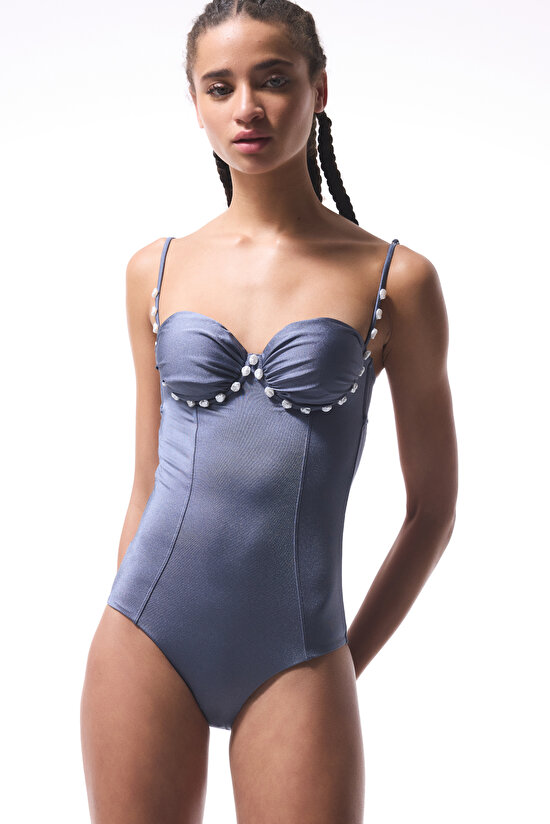 Grey Seashell Dark Swimsuit - Gamze Erçel Collection Grey Seashell Dark Swimsuit - Gamze Erçel Collection - 3