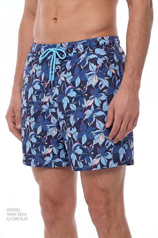 Men's Surf View Leaf Patterned Shorts - 2