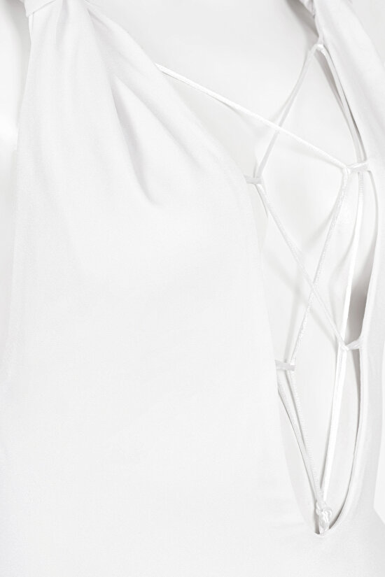 Beyaz Omuzları Örgü Detaylı Rita Mayo-Özgür Masur Koleksiyonu - 7