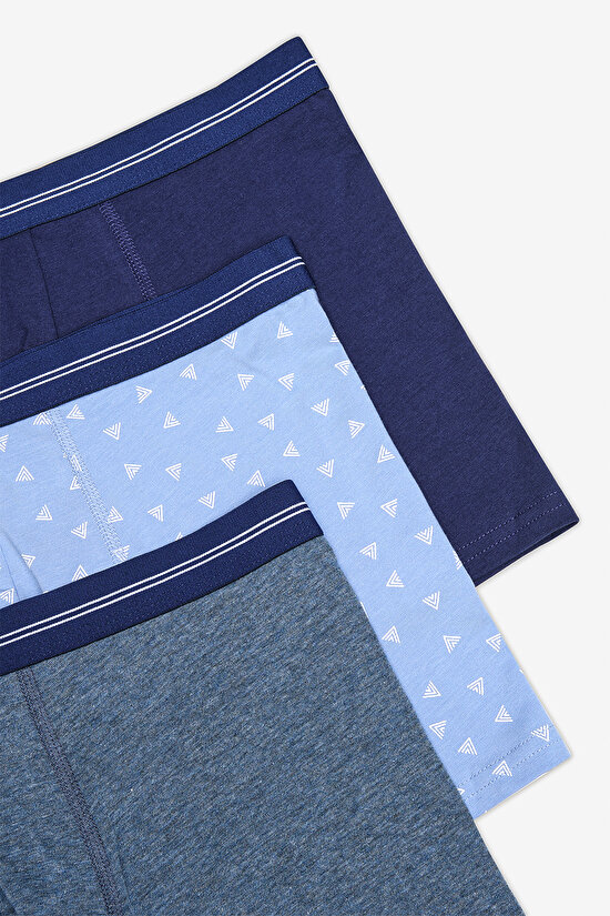 Erkek Pamuklu Triangle İndigo Boxer - 5