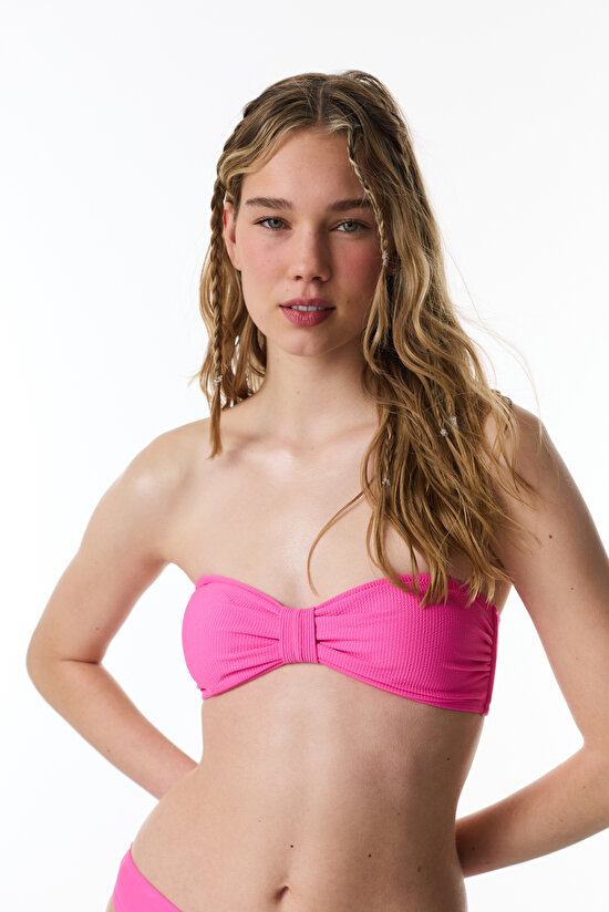 Bright Pink Nena Strapless Knot Bikini Top - 5