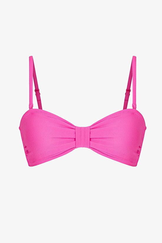 Bright Pink Nena Strapless Knot Bikini Top - 9