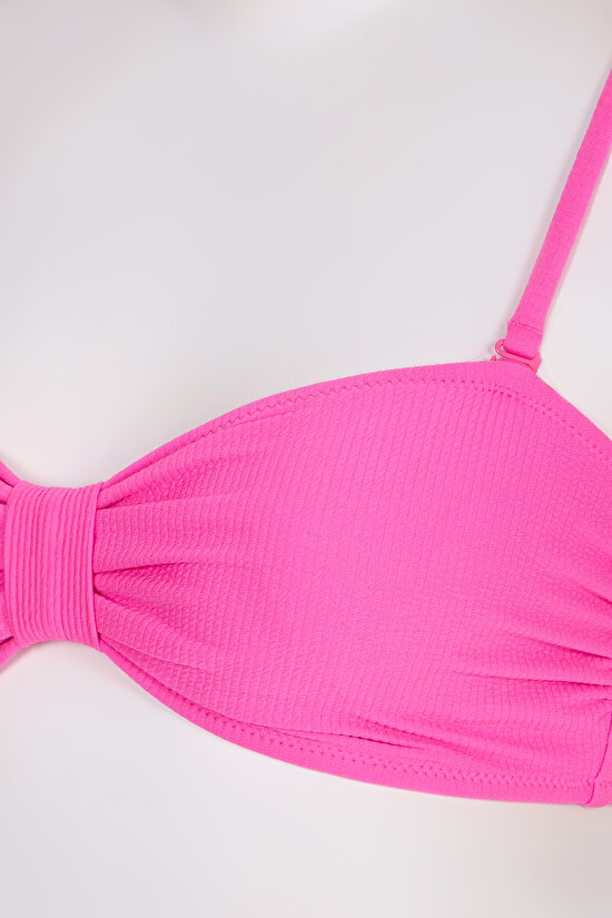 Bright Pink Nena Strapless Knot Bikini Top - 11