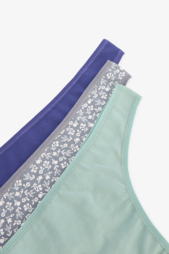 Cherry Bloom Çiçekli Düşük Bel 3'lü  Tanga Külot - 8