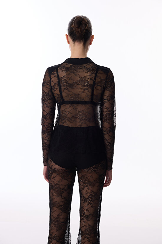 Siyah Lace Tişört - 6