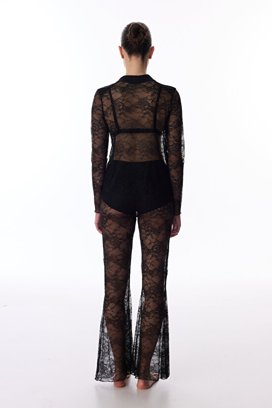 Siyah Lace Tişört - 7