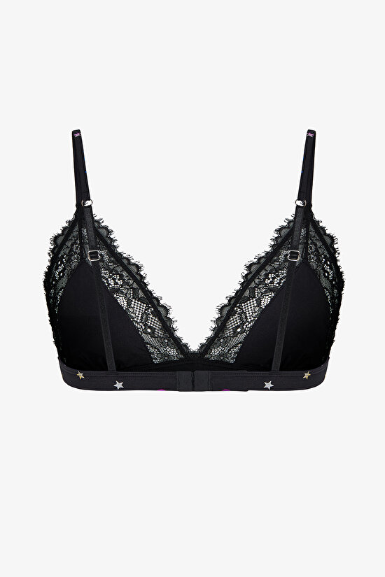 Siyah Micro Lace Triangle Sütyen - 2