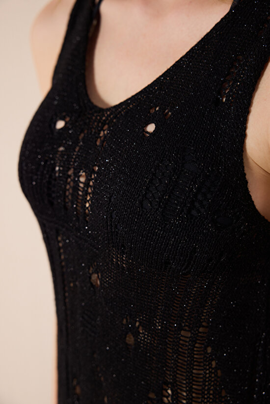 Yuka Knit Siyah Triko Elbise - 4