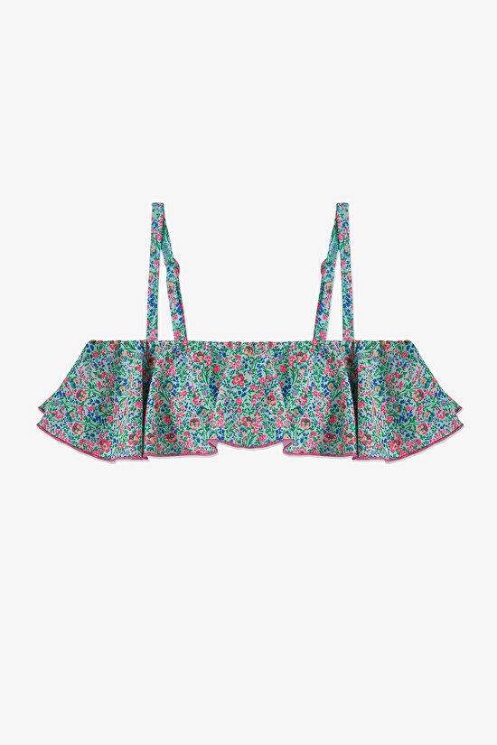 Renkli Kız Çocuk Ditsy Bandeau Bikini Takımı - 2
