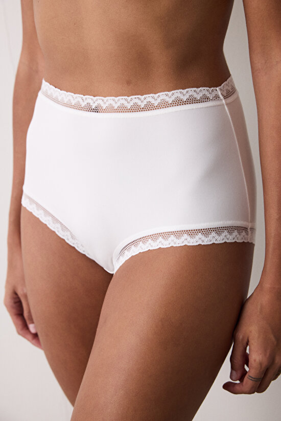 Ekru Easy Trim Yüksek Bel Slip Külot - 1