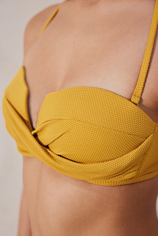 Amar U Twist Dokulu Sarı Bikini Üstü - 3
