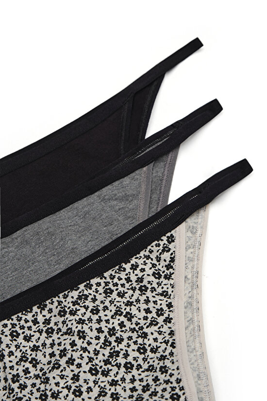 Melange 3lü Pamuklu Çok Renkli Brazilian Külot - 5