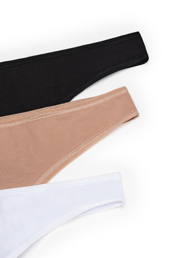 New Basic Multi Colour Cotton 3in1 Thong - 9