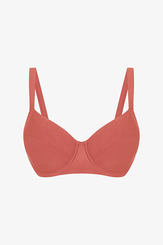 Tarçın Rengi Plus Push up Balenli Balconette Bikini Üstü - 4