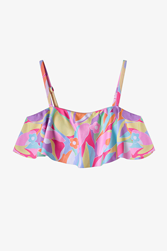 Renkli Genç Kız Tropic Bandeau Bikini Takımı - 2