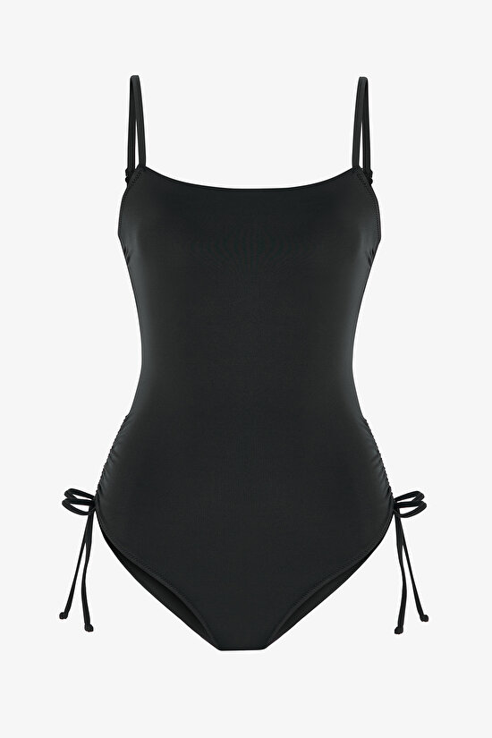 Black Strapless Underwire Swimsuit - 10
