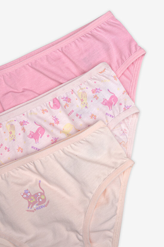 Kız Çocuk Cute Meow 3lü Çok Renkli Slip Külot - 5