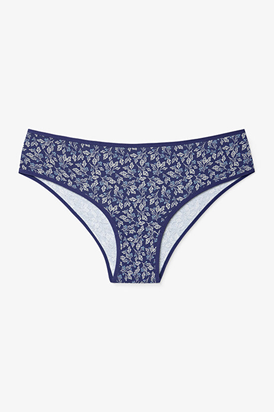Oceanna 3'lü Yaprak Desenli Pamuklu Düşük Bel Slip Külot - 3