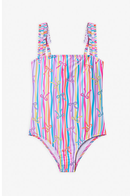 Renkli Kız Çocuk Ribbon Mayo - 1