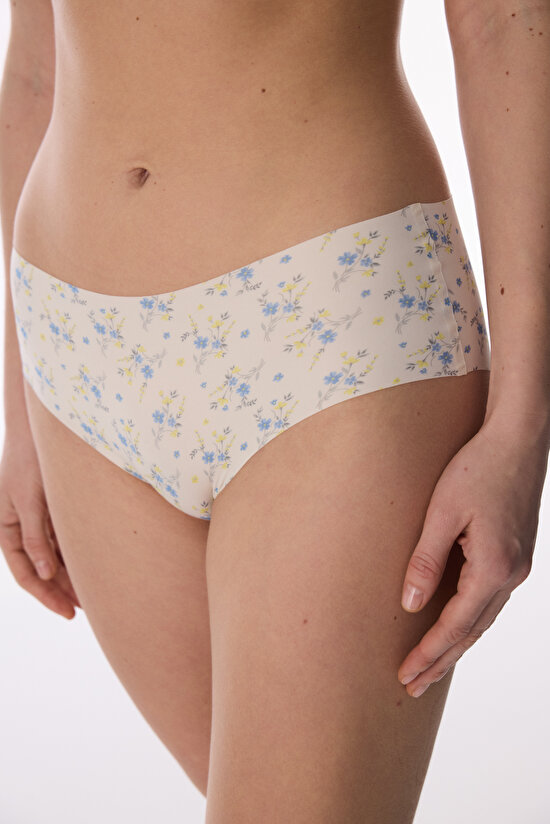 Beige Patterned Laser Cut Hipster - 3