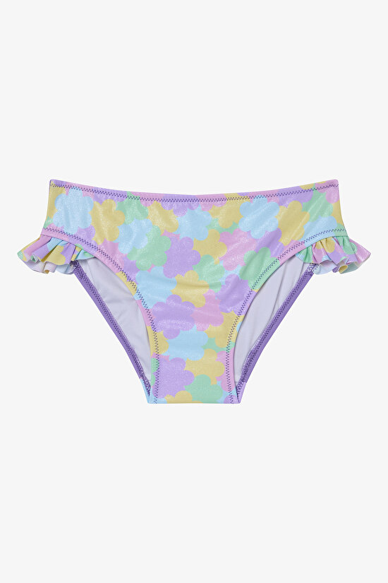 Kız Çocuk Shiny Flower Fırfırlı Halter Yaka Bikini Takımı - 3